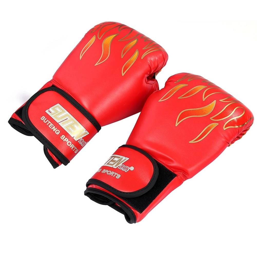 2019 PU Leather Boxing Gloves Fire Pattern Sanda Boxing Training Flame ...