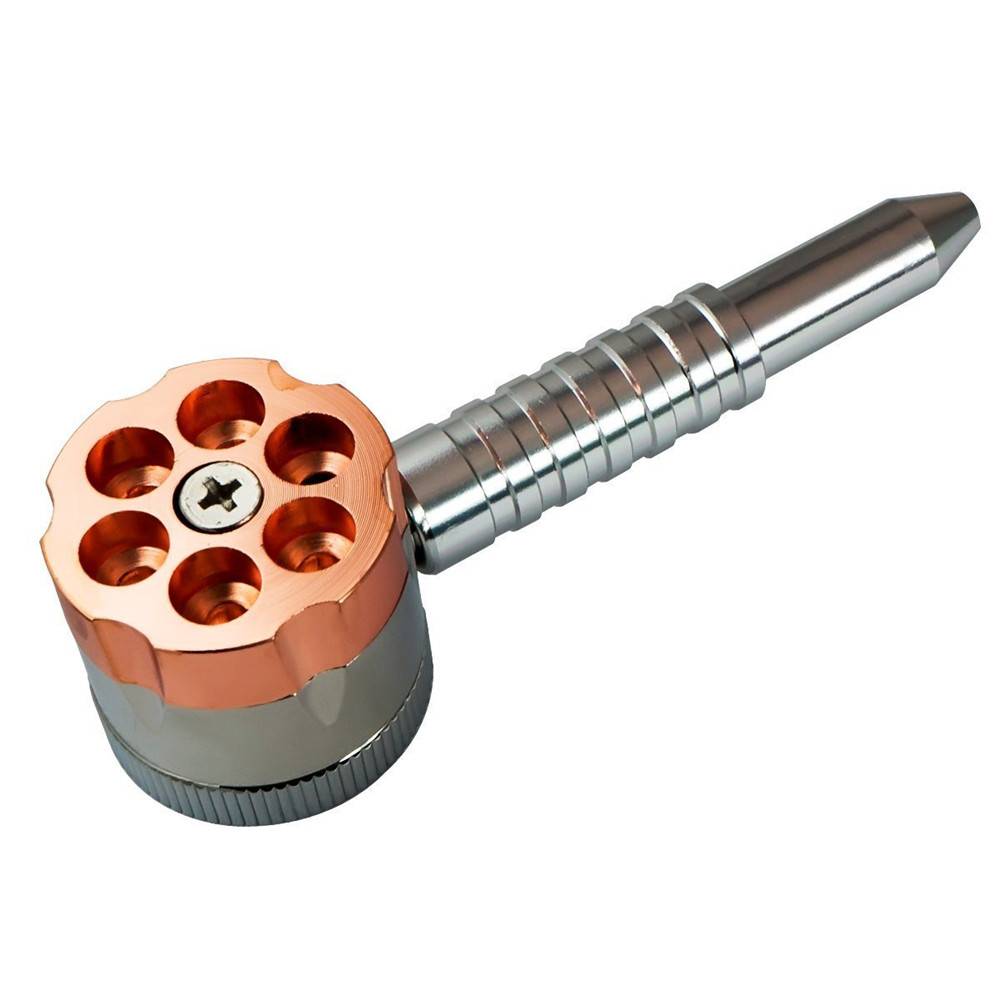 Revolver Metal Pipe Tobacco Grinder Six Shooter Pistol Herb Spice Chambers